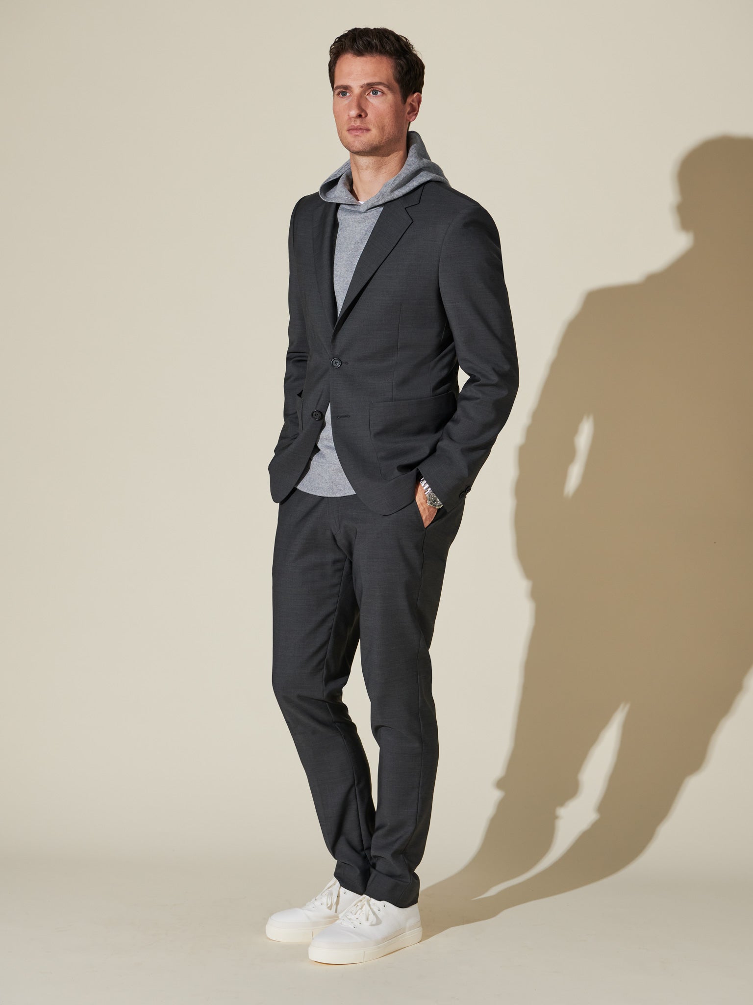 Driftwood Heather merino hoodie for men