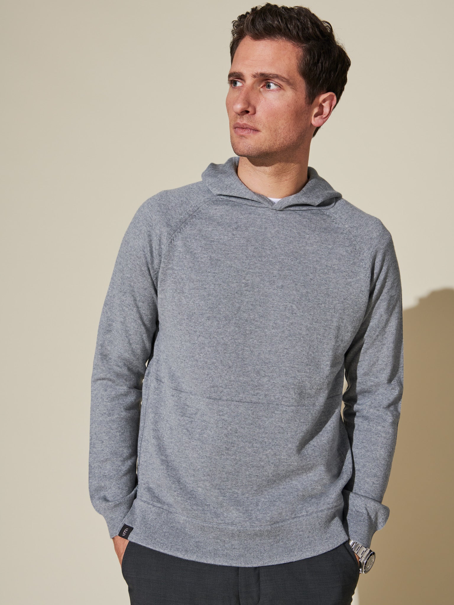 Merino Popover Hoodie - Driftwood Heather