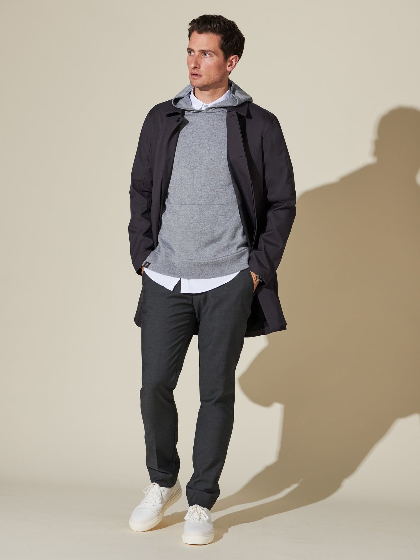 Stylish Obsidian Black trench coat for men