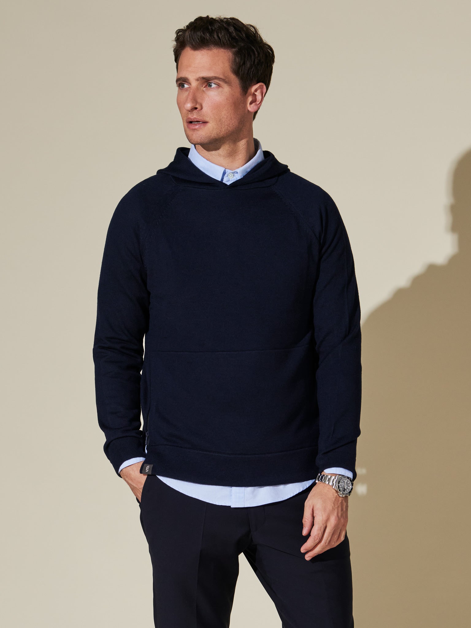 Merino Popover Hoodie - Nordic Blue