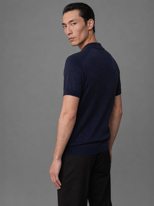 The Chair Merino Short Sleeve Polo - Dark Navy