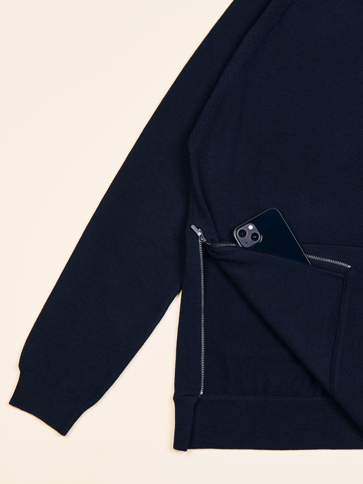 Blue merino wool hoodie for men