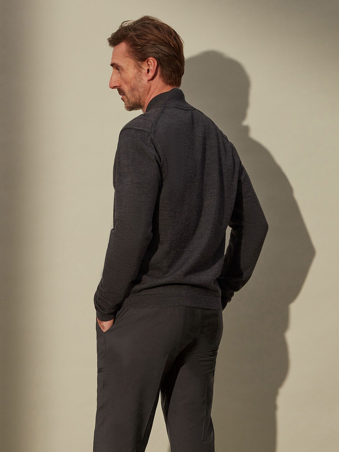 Merino Zip Cardigan - Downtown Grey