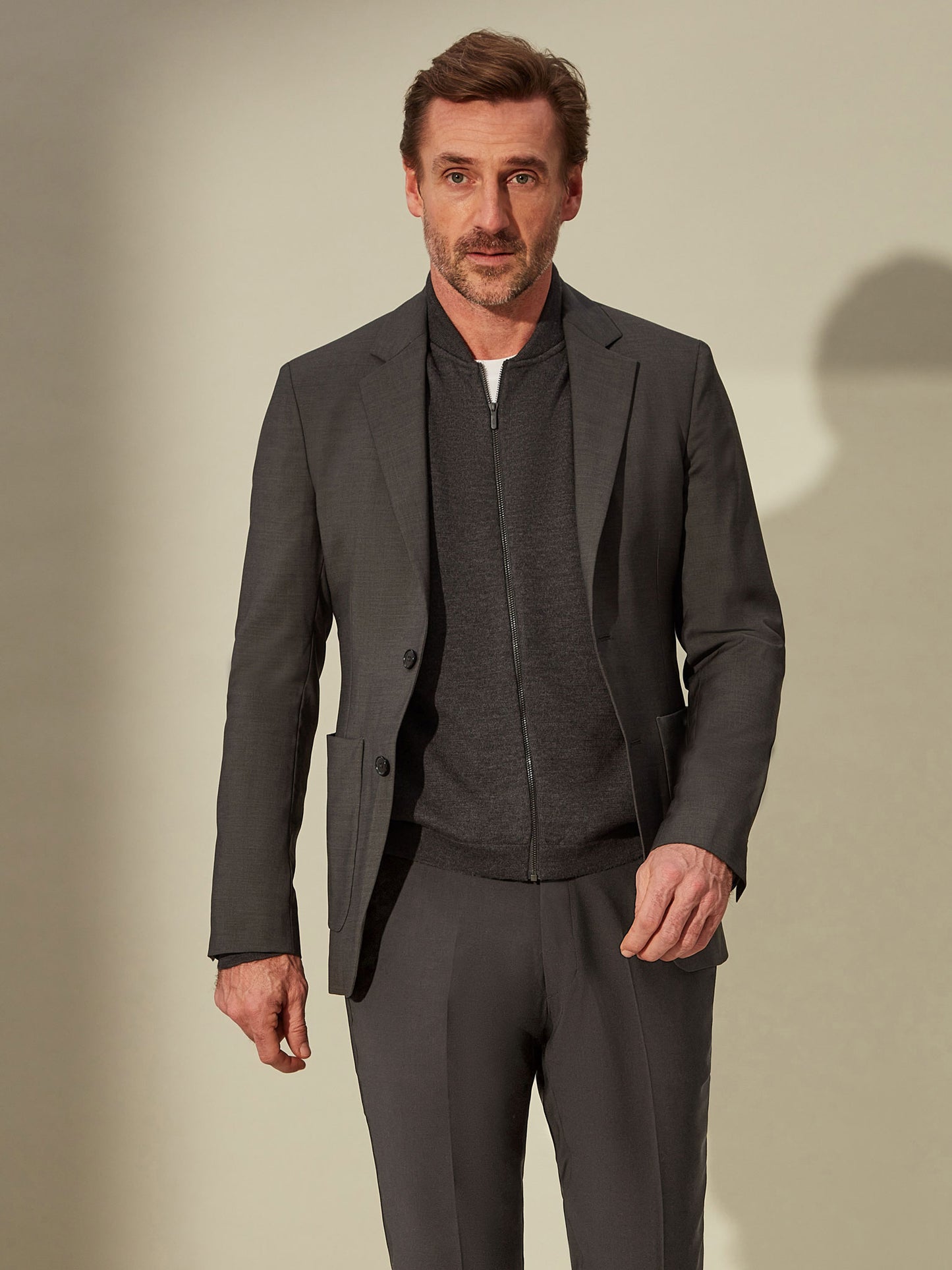 Merino Zip Cardigan - Downtown Grey