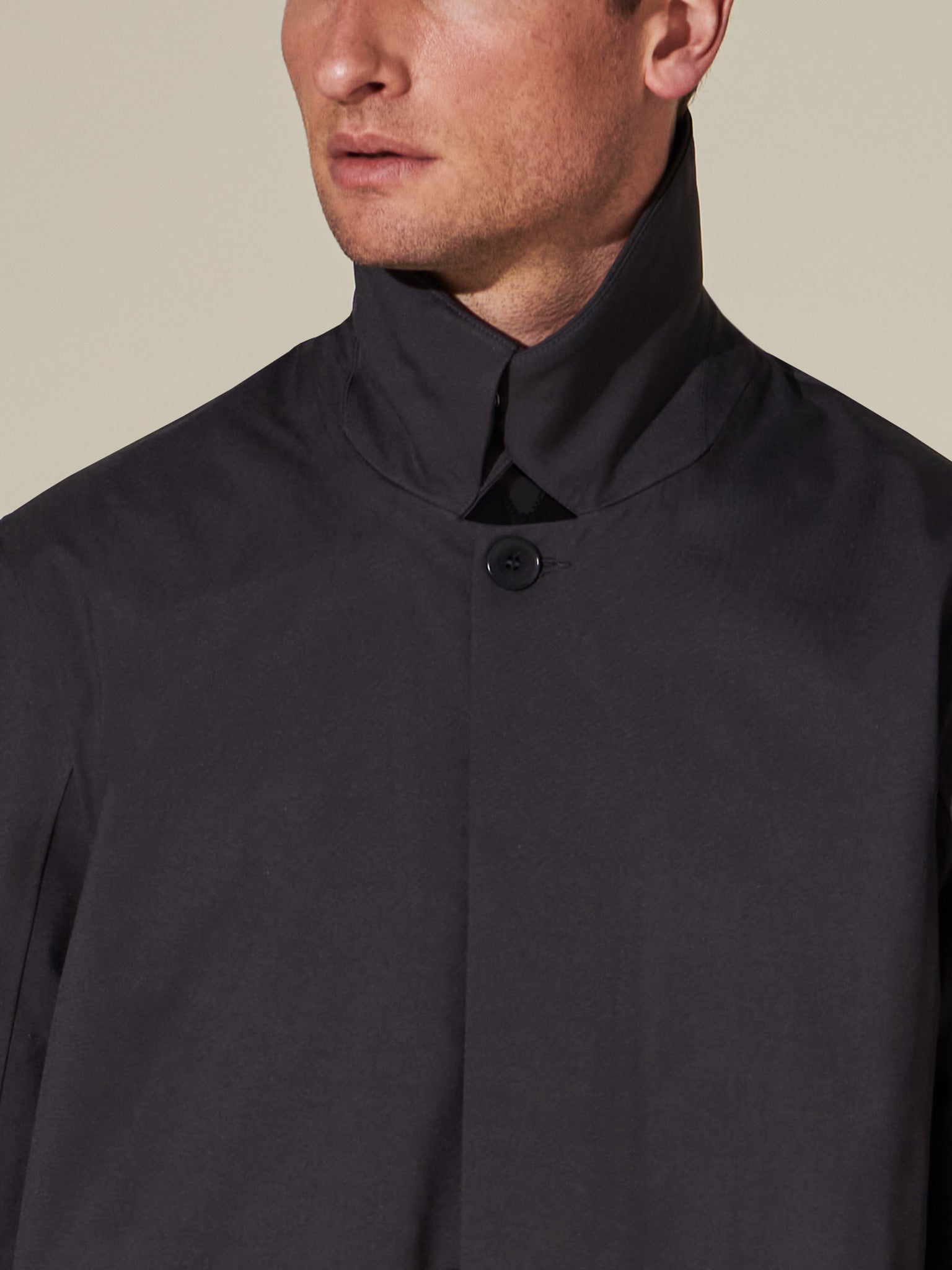 Obsidian Black waterproof trench coat for men