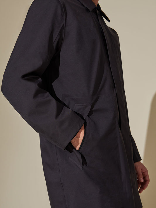 Men's waterproof trench coat in Obsidian Black