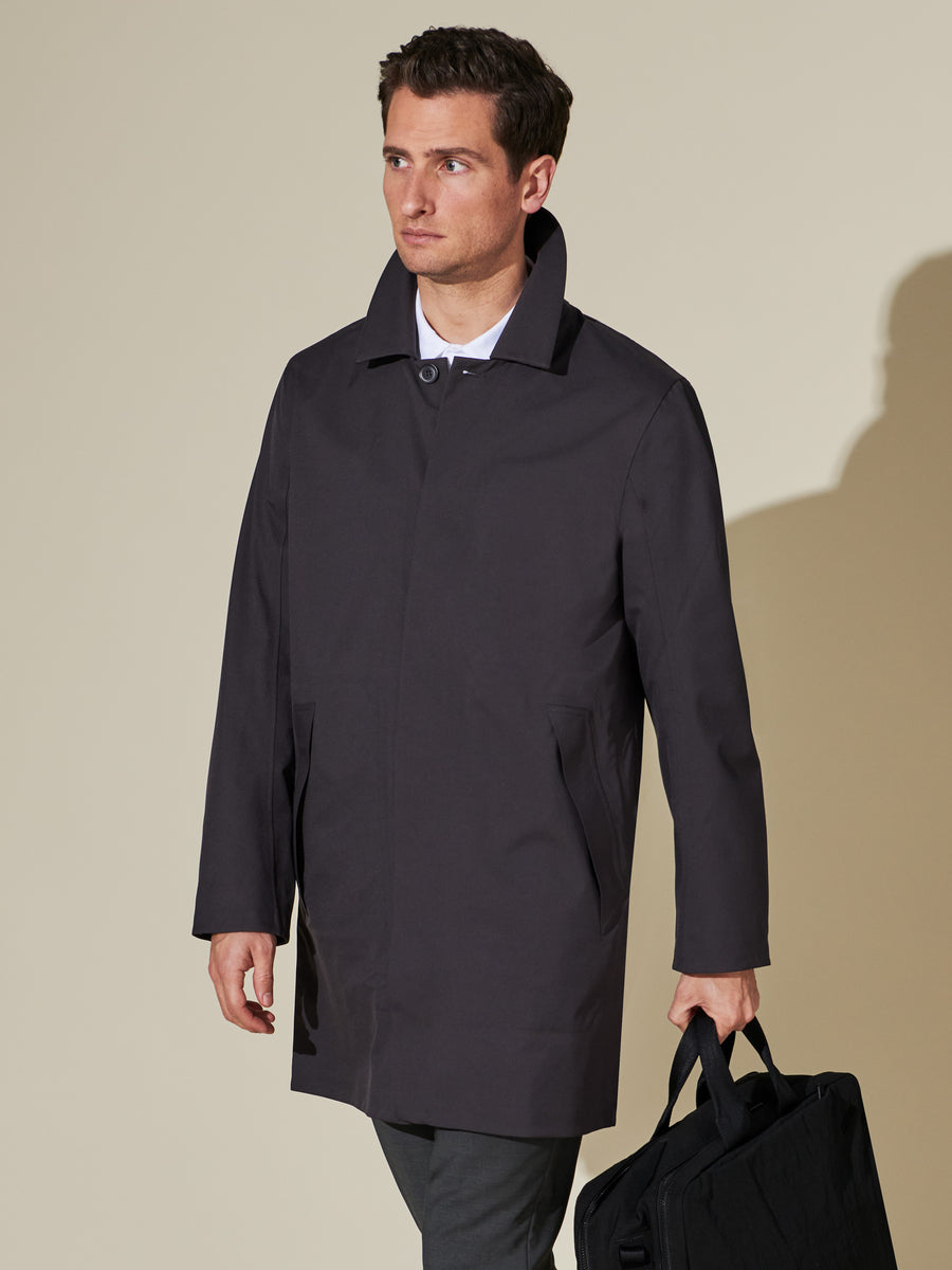 Obsidian Black Performance Trench | Waterproof Men's Trench Coat