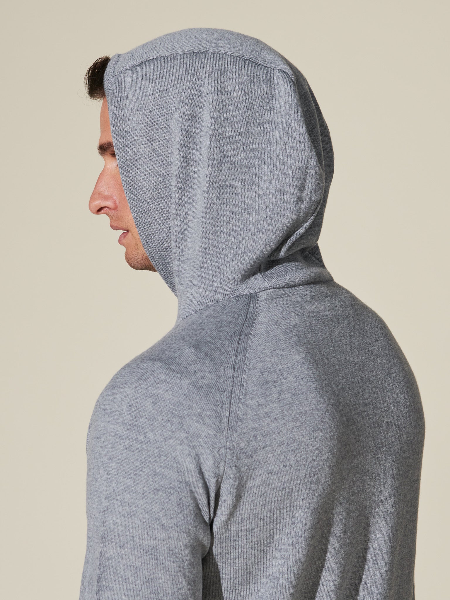 Grey wool hoodie with merino
