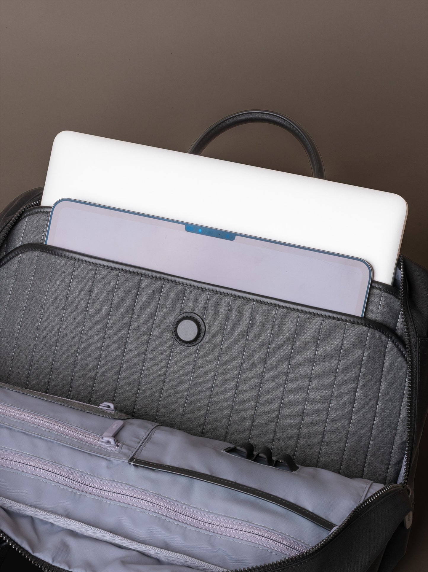 Briefcase for men with dedicated padded laptop compartment and structured internal organisation