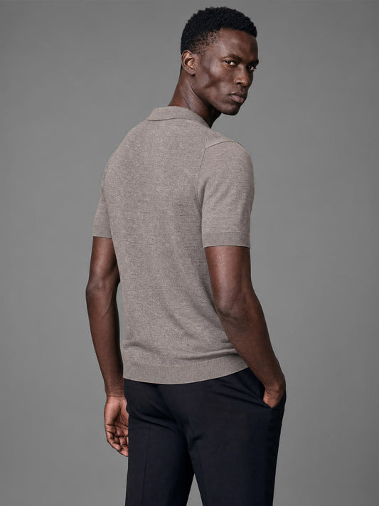 The Chair Merino Short Sleeve Polo - Warm Grey