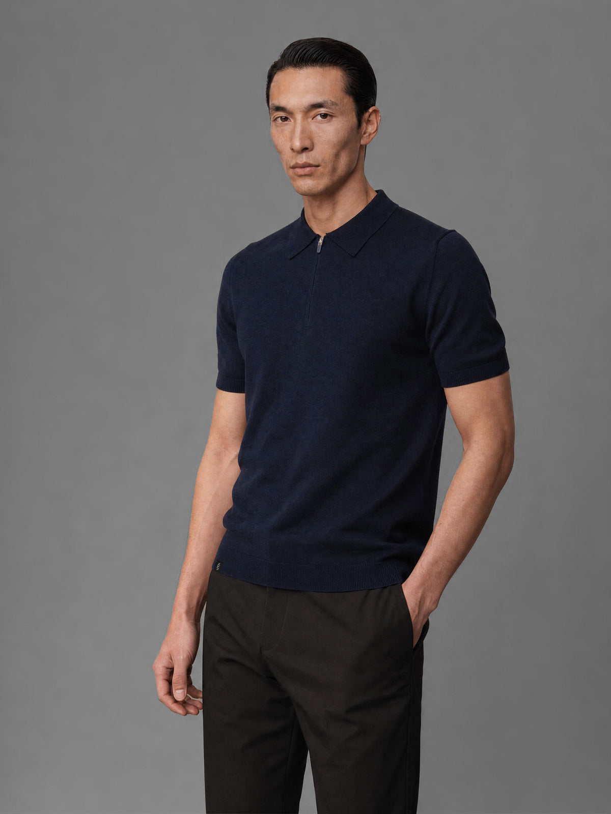 The Chair Merino Short Sleeve Polo - Dark Navy