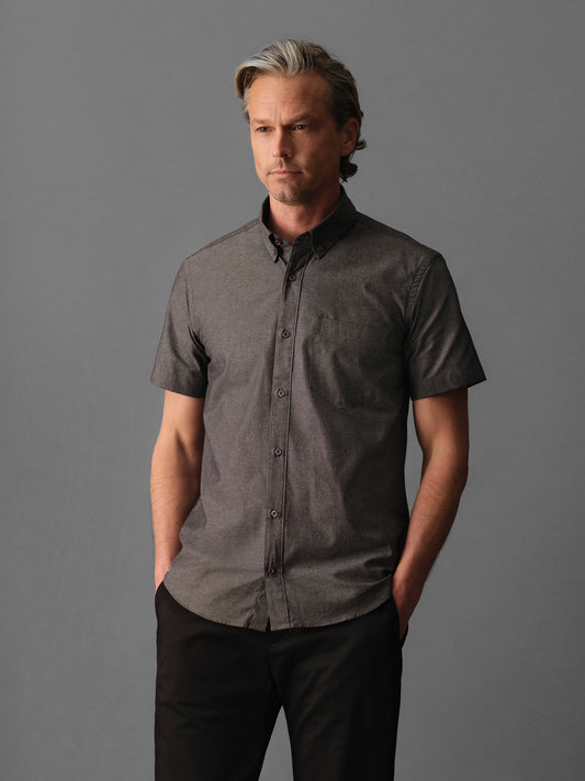 The Short Sleeve Studio Oxford Shirt - Downtown Grey