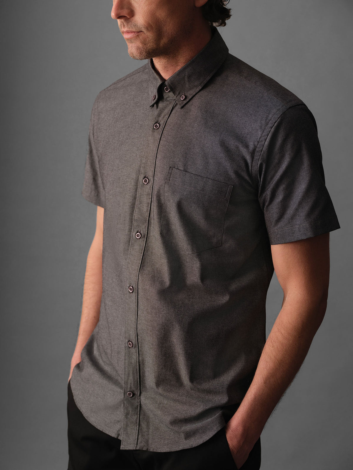 The Short Sleeve Studio Oxford Shirt - Downtown Grey