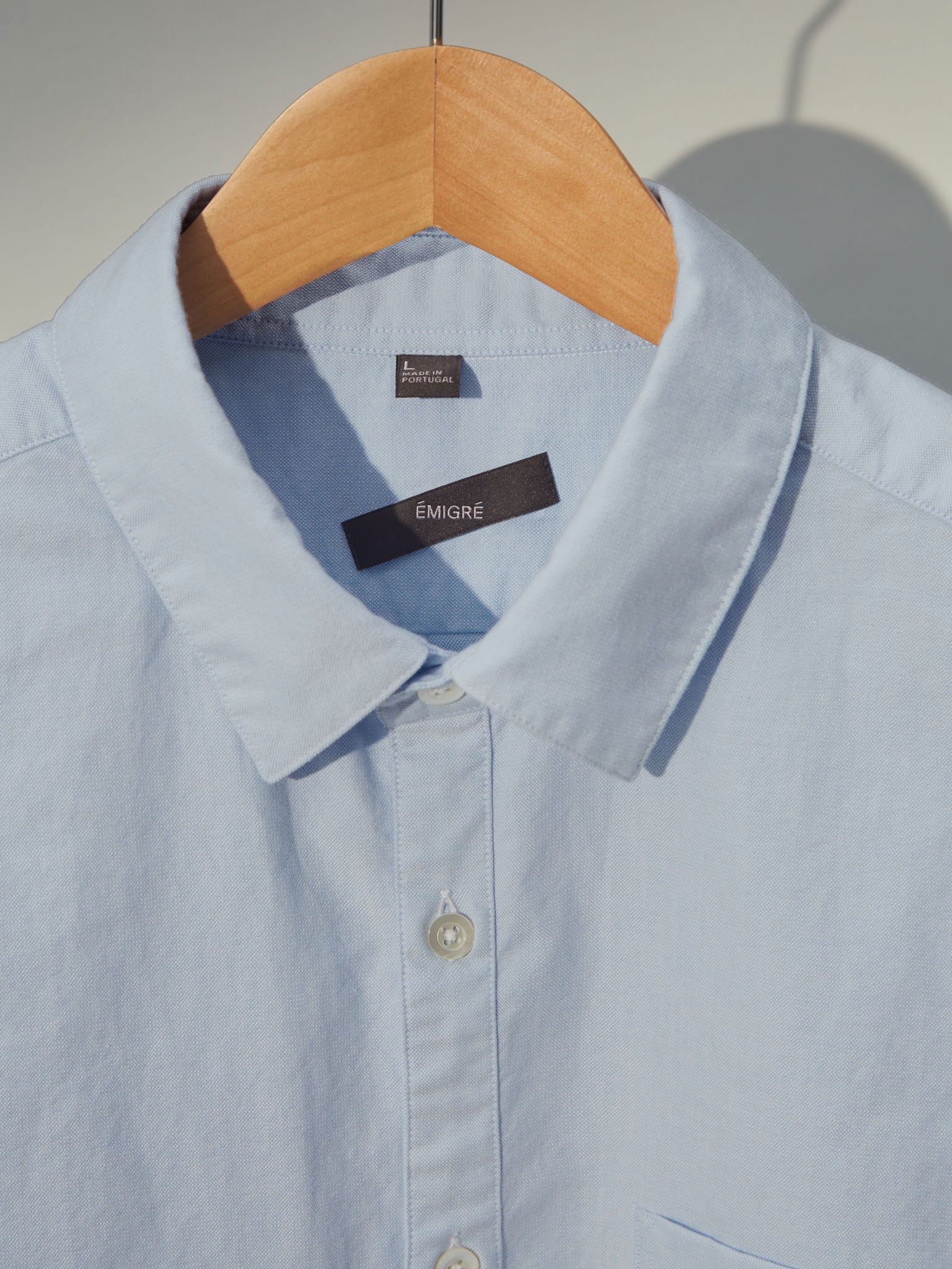 Men's blue button-down Oxford shirt