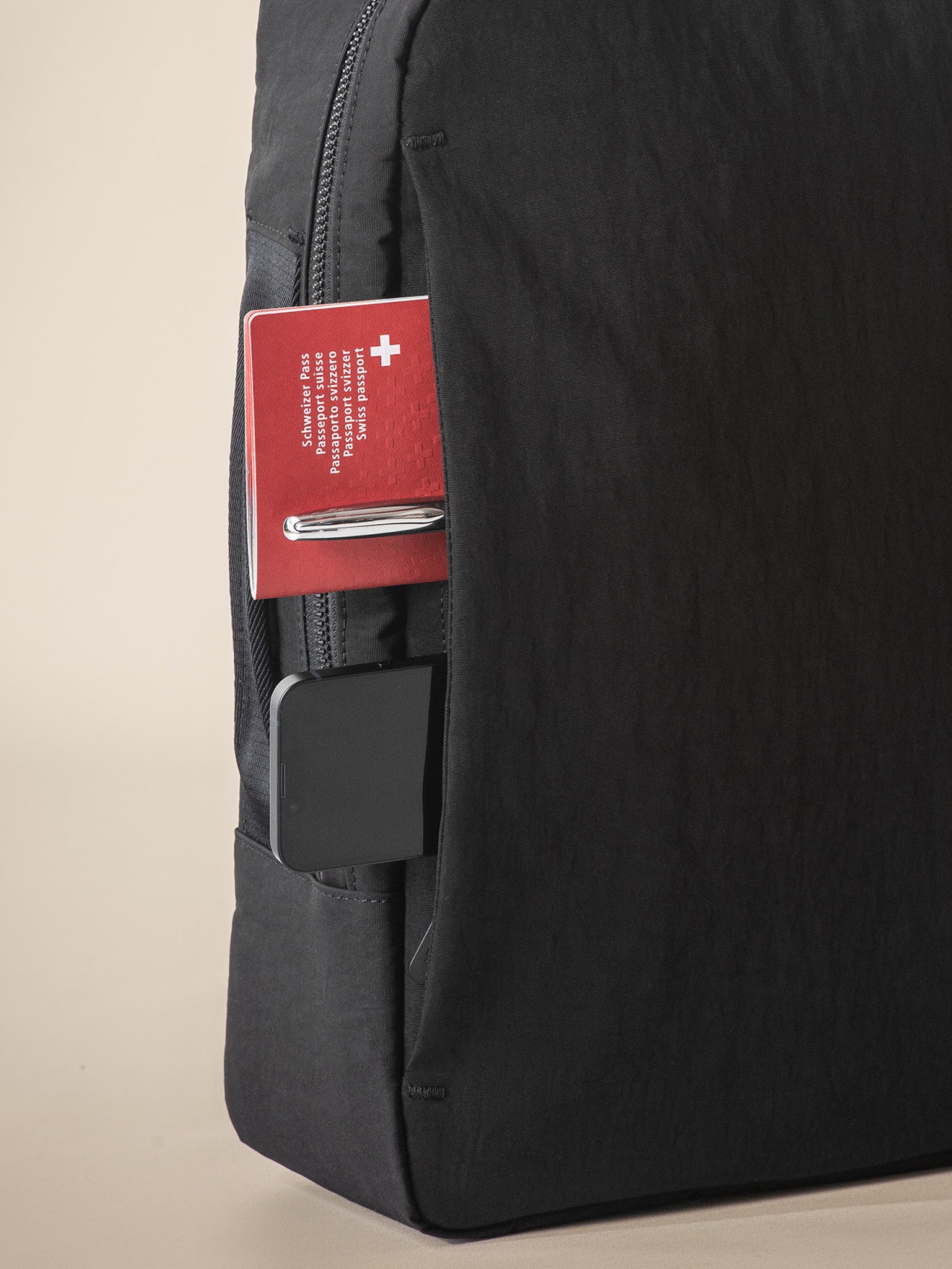 A fashionable men's backpack for work with a modern and minimalist design.